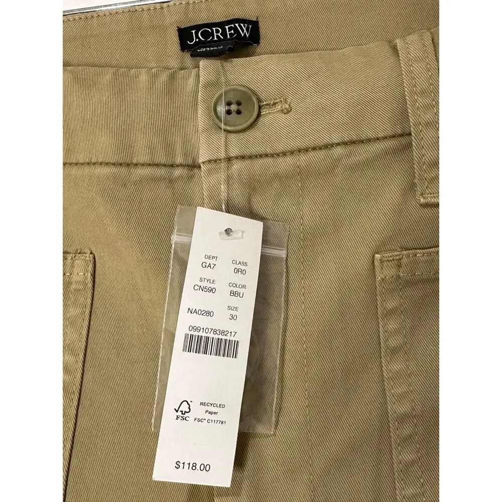 J. Crew Women's Khaki Stretch Pants Size 30 NWT Preppy Minimalist School